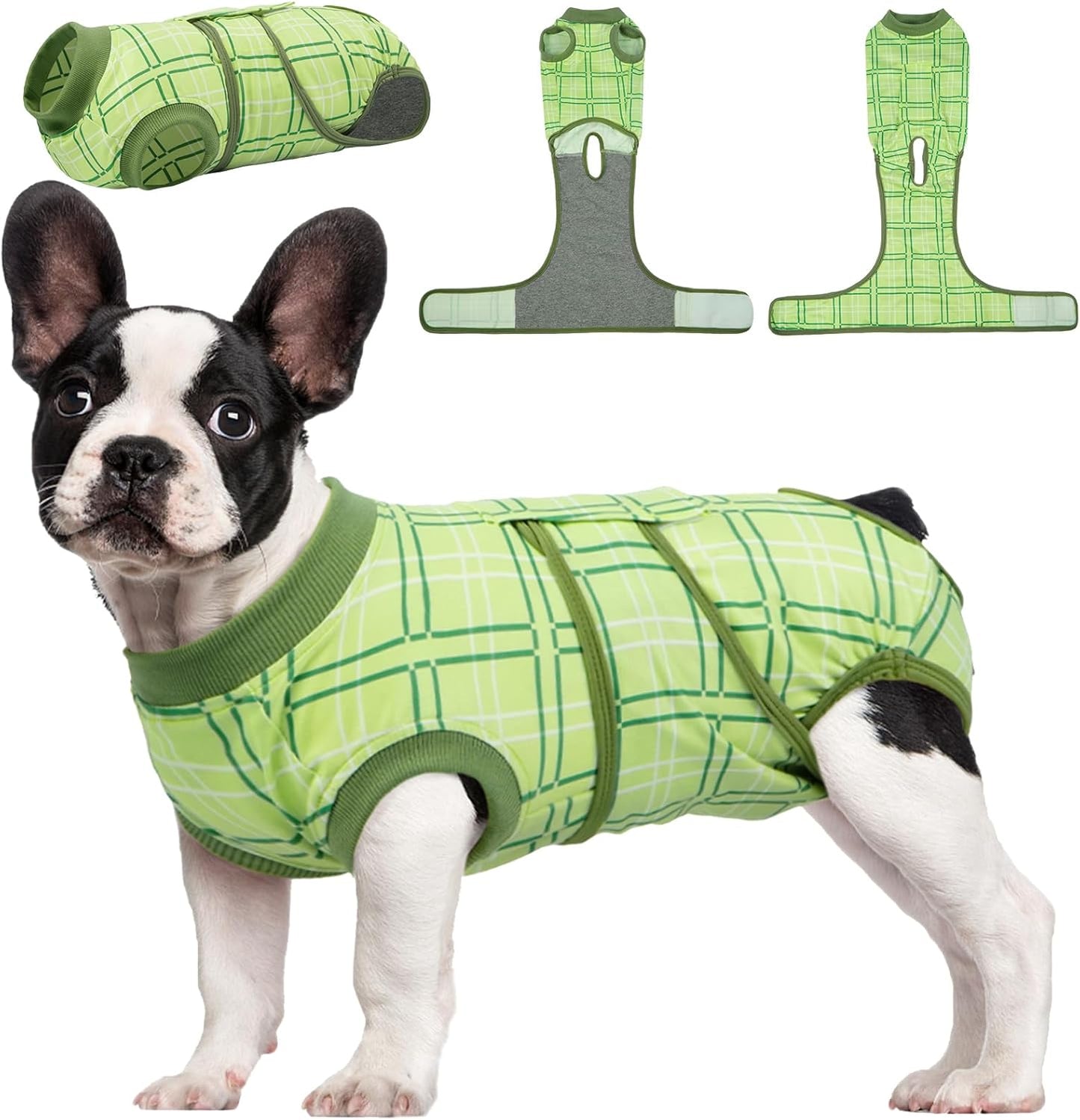 Kuoser Dog Recovery Suit for Female Male Dogs, Post-Surgery Bodysuit for Spay Neuter, Dog Onesie After Surgery, Anti-Licking Pet Surgical Recovery Suit, Green XS