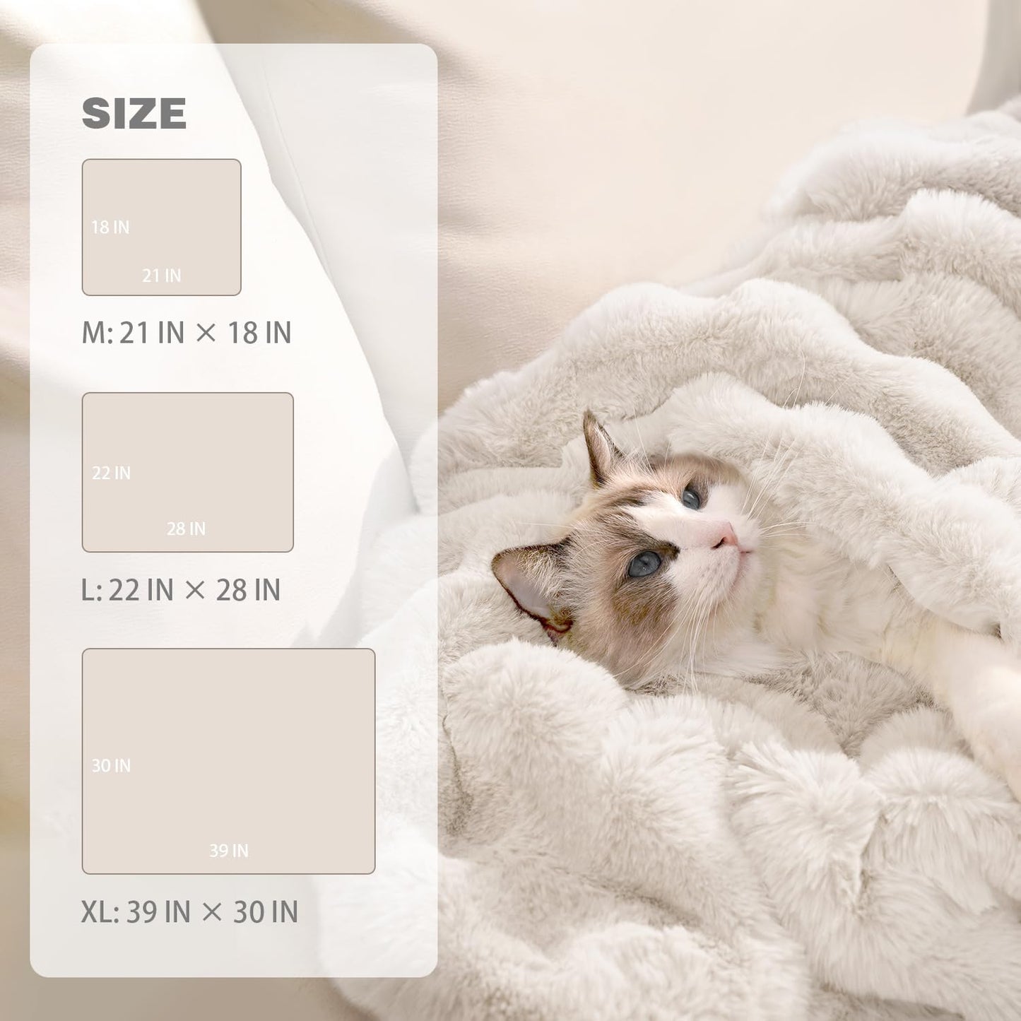 Cat Blanket for Indoor Cats Ultra Soft Plush Faux Fur Kitten Blankets Machine Washable Reversible Pet Throw Protector for Couch Furniture 21"X 18" White