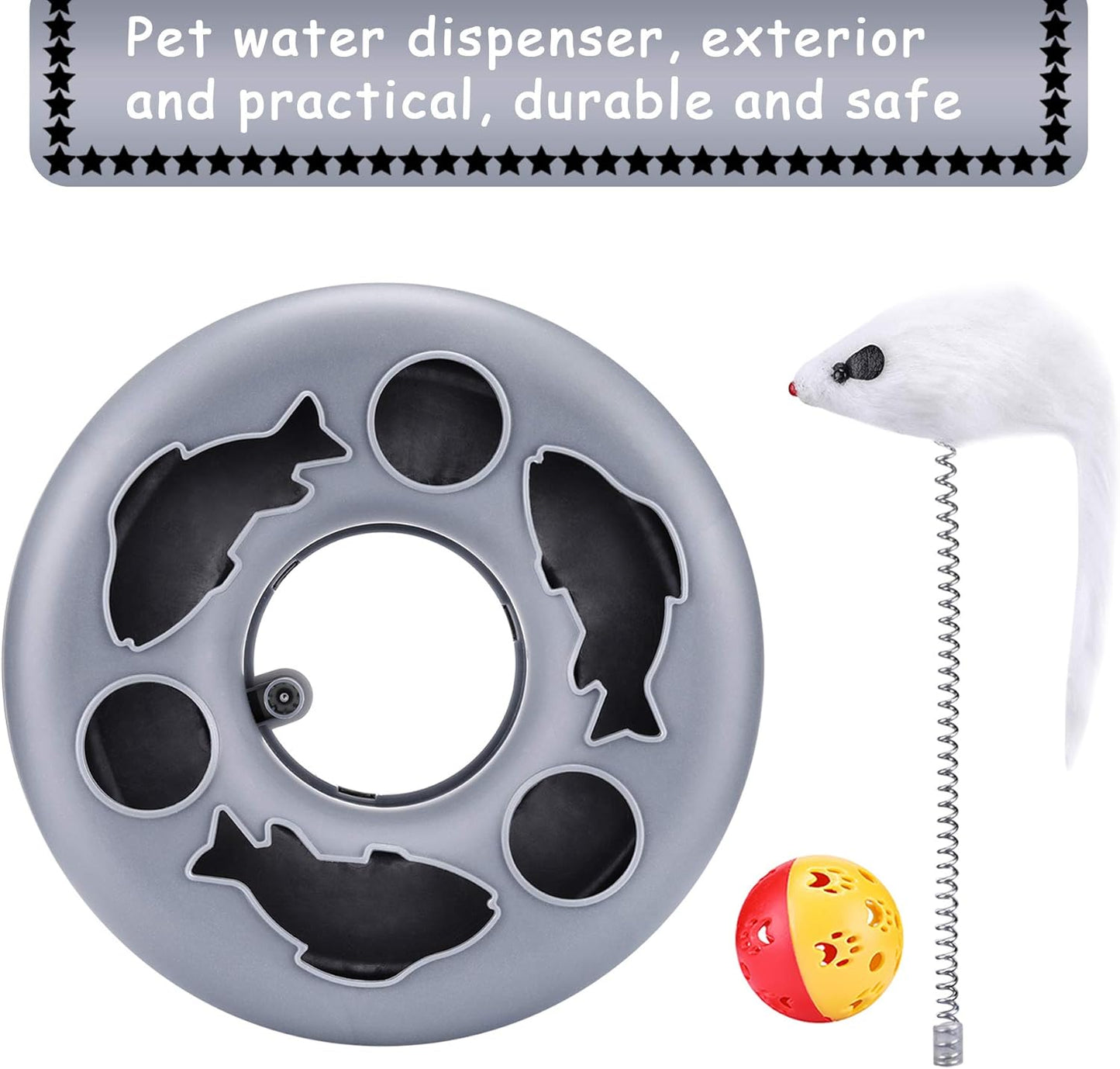 Interactive Kitten Toys Roller Track with Catnip Spring Pet Toy with Exercise Balls Teaser Mouse for Indoor Cats (Soft Grey)