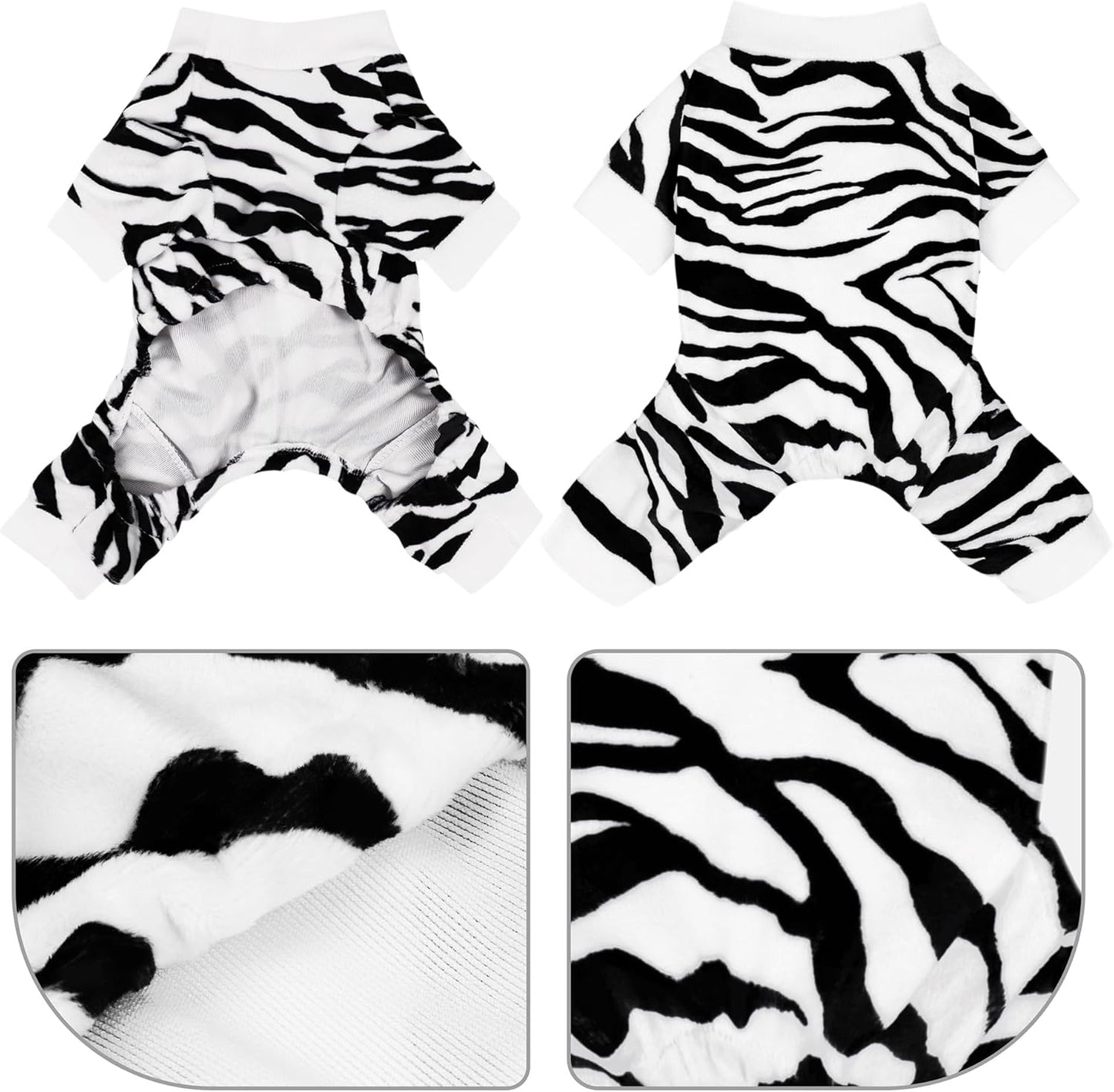 Adorable Zebra Print Dog Pajamas – Lightweight, Cozy Four-Legged Outfit for Small to Large Dogs and Cats, Soft and Snuggly Pet Wear for Everyday Comfort and Cuteness.Black XS