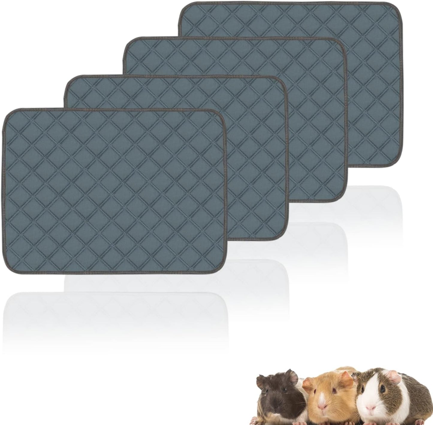 4 Pack Guinea Pig Cage Liners Washable Guinea Pig Bedding Reusable Waterproof Super Absorbent Guinea Pig Pee Pads Anti Slip Mat for Small Animals Rabbit Hamster Rat - 24" x 18"