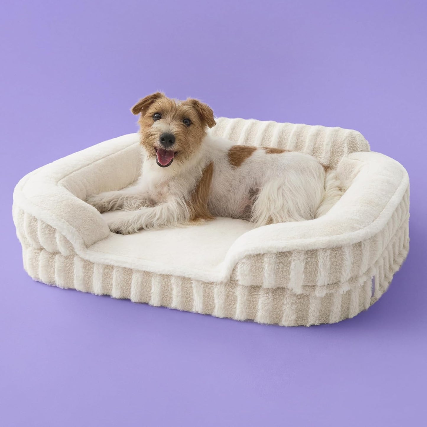 LE SURE Cute Dog Bed Medium Size Dog, Orthopedic Waterproof Medium Pet Beds with Sides, High Back Non-Slip Bottom and Egg-Crate Foam Pet Couch Sofa with Washable Removable Cover, Beige