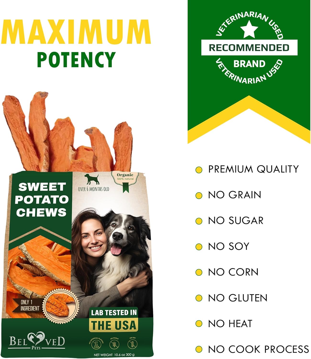 Dog Treats Sweet Potato Chips 11 oz - All Natural Pet Snack Chews - Grain Free & Human Grade Dried Snacks in Bulk - Best Jerky for Training Small & Large Dogs (Pack of 2)