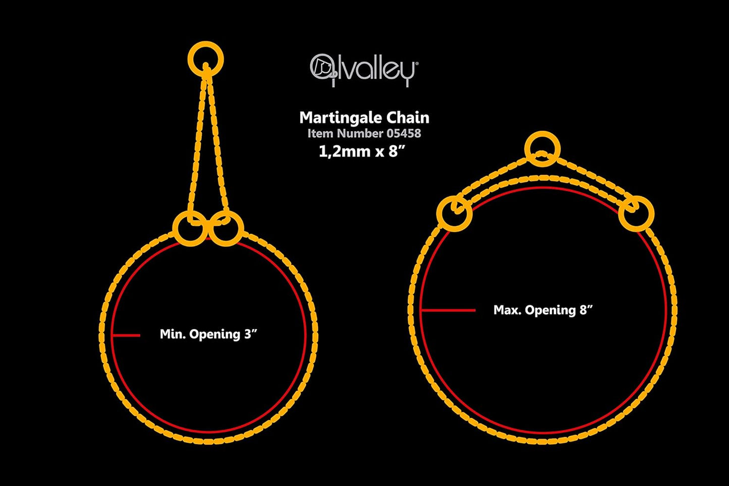 Alvalley Martingale Collar for Dogs - Show Chain Dog Collar - Made of Brass - Safe, Easy to Handle - Suitable for Showing, Training, and Walking - Perfect for Small, Medium, and Large Pets