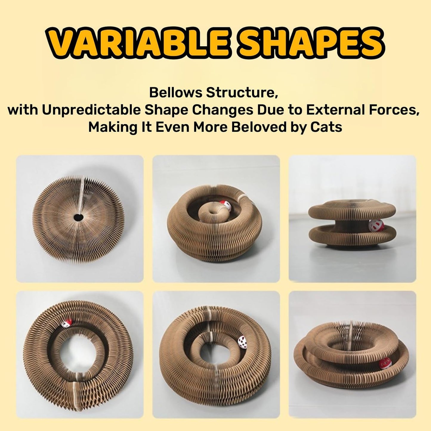 Cute Magic Organ Cat Scratcher Foldable Funny Cats Cardboard Toy Sturdy with Bell-Ball for Indoor Cats Kitty Accordion Toys for Scratching (2)