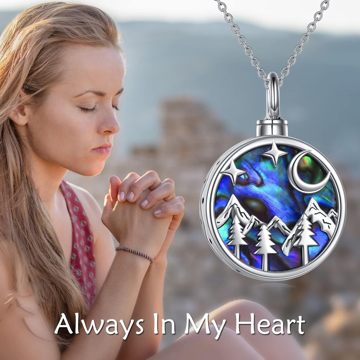 WINNICACA Urn Necklace for Ashes Sterling Silver Abalone Shell Cremation Jewelry for Ashes Jewelry Gifts for Nature Lovers Keepsake Memorial Jewelry for Women