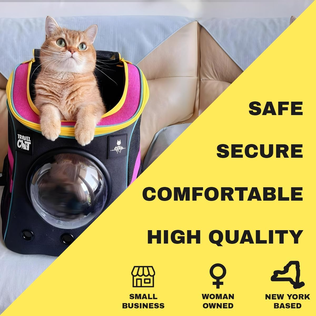 Fat Cat Backpack Carrier - Airline Approved Cat Carrier with Space Capsule Bubble for for Small Cats, Kitten - Premium Stray Cat Carrier Backpack for Outdoor, Travel, Hiking, Pet Supplies