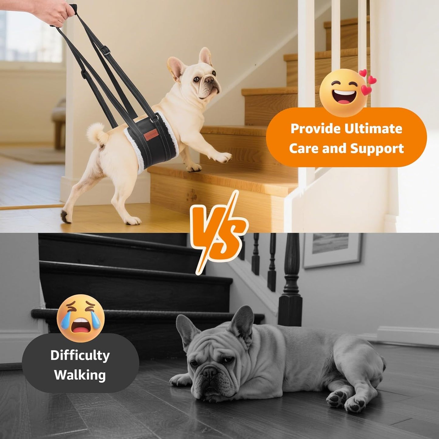 LOOBANI Portable Dog Sling for Back Legs, Hip Support Harness to Help Lift Dogs Rear for Canine Aid and Old K9 Cruciate Ligament Rehabilitation