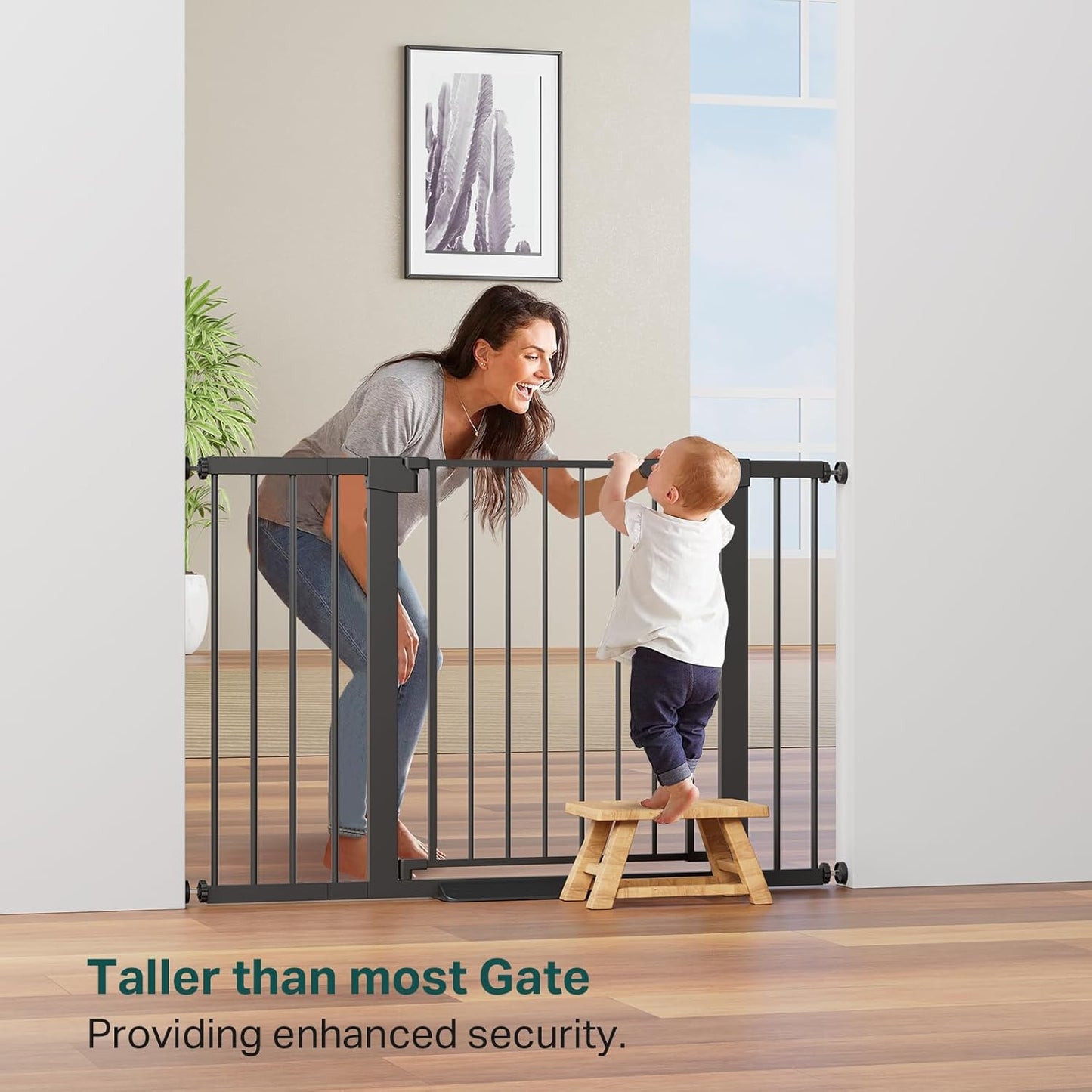 Cumbor 36" Extra Tall Baby Gate for Stairs, 29.7-48" Wide Dog Gate for Doorways, Pressure Mounted Auto-Close Pets Gates for Dogs Indoor, Durable Safety Child Gate, Mom's Choice Awards Winner, Black