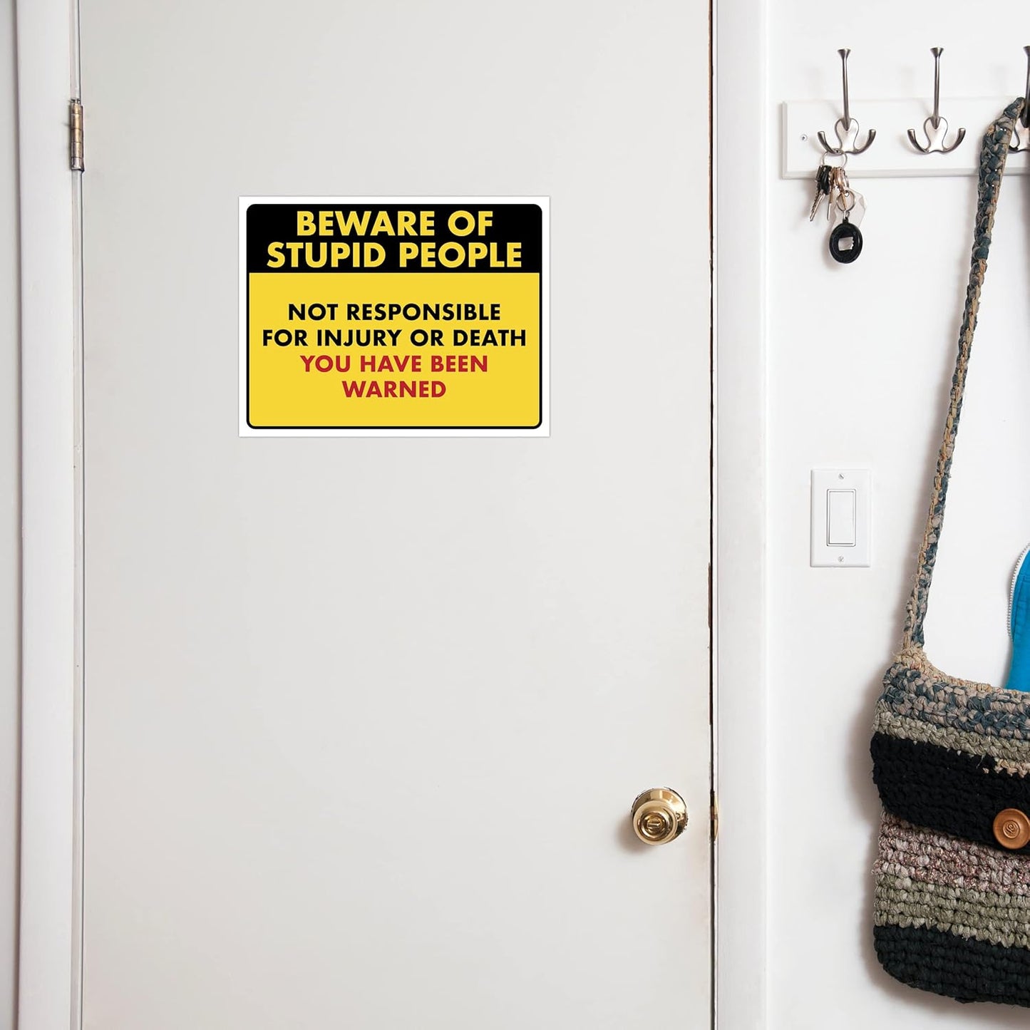 Beware of Stupid People - Humorous Laminated Sign - 8.5" x 11" - Funny Garage Sign, Office Wall Decor, Mechanic Gift, Street Sign for Bedroom - ENVISIONED Signage