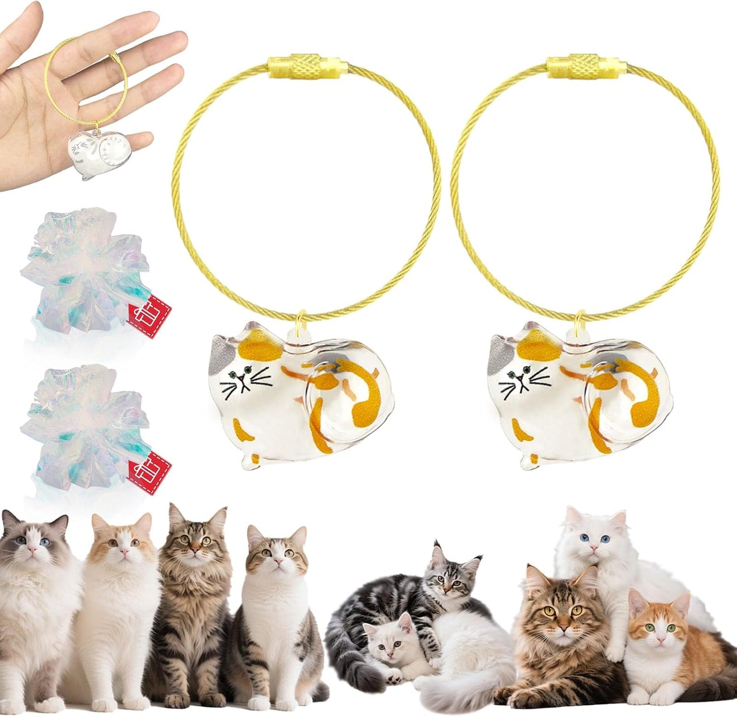 Cat Hair Keychain, 2Pcs Cat Hair Storage Bottle，Pet Fur Keepsake,Pet Hair Storage/Memorial Keychain,Cute Pet Memorial Gifts,[C Model]