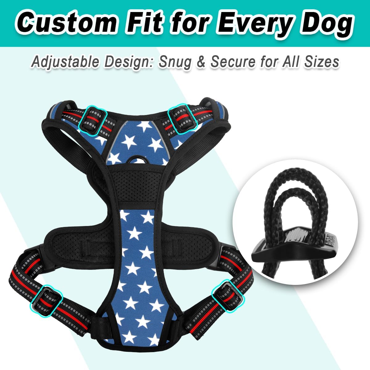 BARKBAY Dog Harness No Pull for Small Dogs - Adjustable, Reflective, Comfortable, No Choke, Heavy-Duty - Perfect for Outdoor Training, Walking, and Hiking - Strong & Durable - S & Star