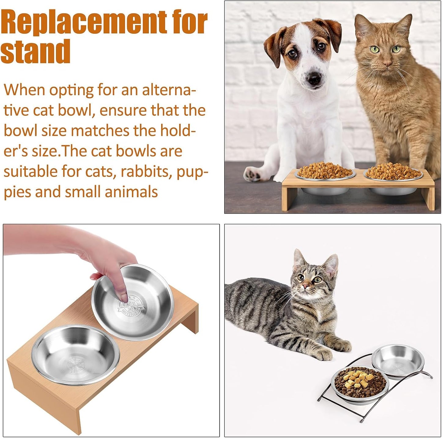 6 Pcs Stainless Steel Cat Bowls, Metal Cat Bowls Whisker Friendly, 5.5Inch Shallow Wide Cat Food Dishes, Replacement Basic Cat Plates