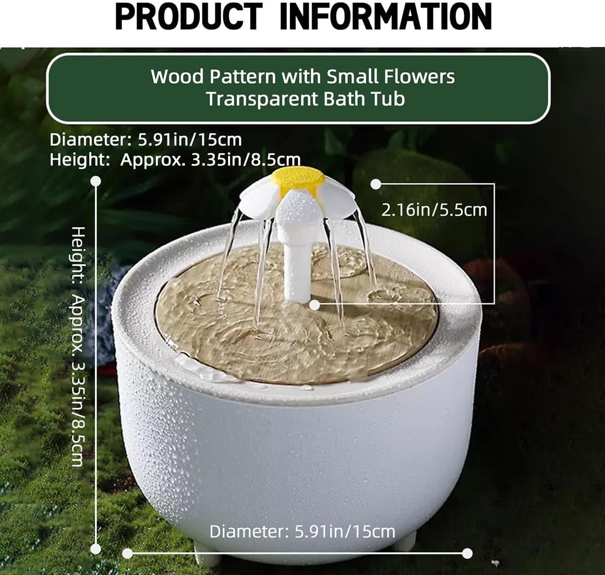 MANON ROSA Bird Bath for Parakeets - Small Bird Shower & Bathing Fountain with Filtered Circulating Water Pool Sink for Parrots Lovebirds Conures Finches Cockatiels - Easy-Clean Pet Accessorie (White)