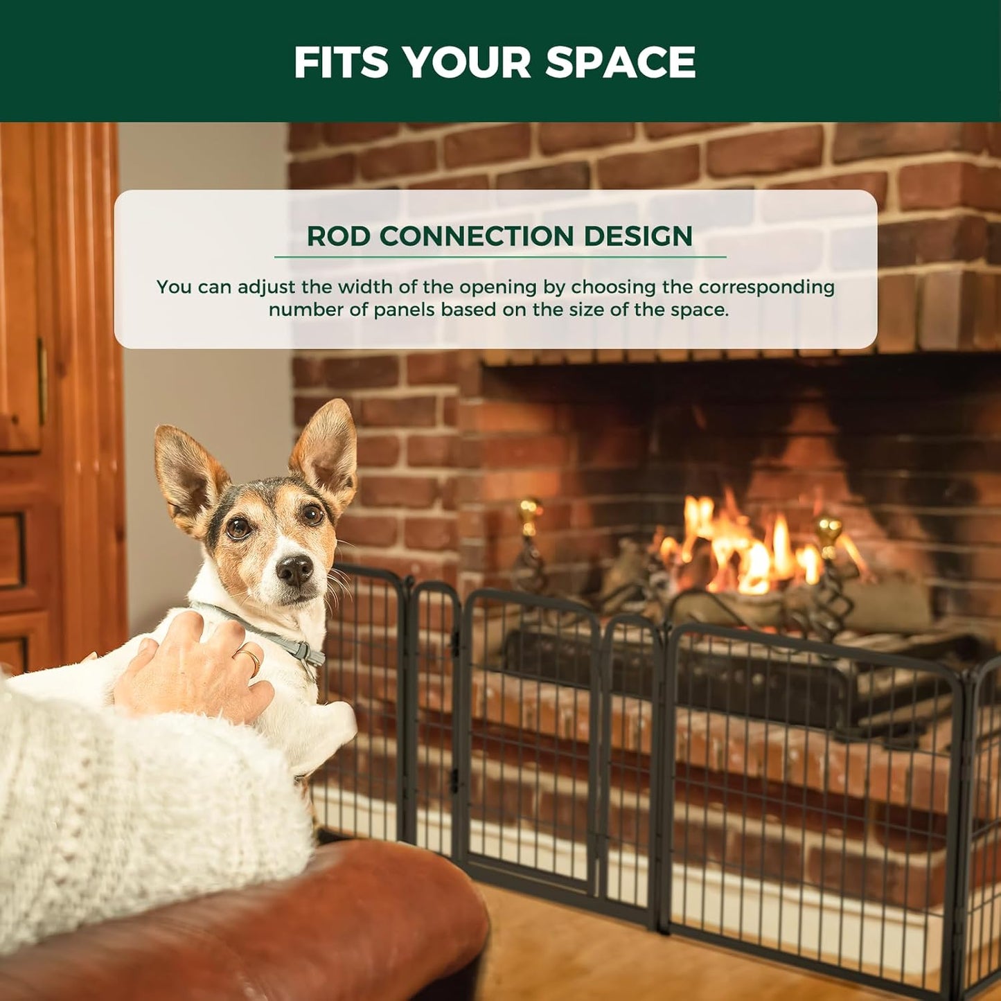 FXW Dog Gate Extra Wide Designed for Indoor Use, Adjustable Width Up to 92-inch Wide (24" H 4 Wire Panels for Puppies and Small Dogs), Black