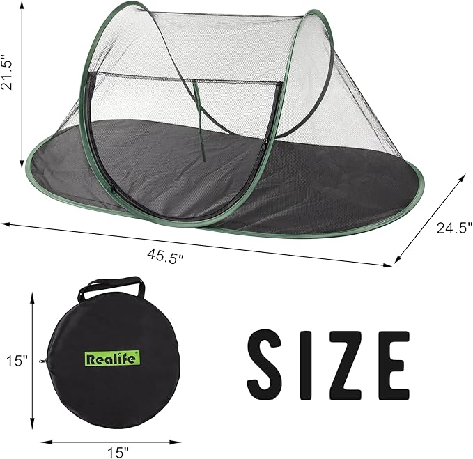 Outdoor Cat Enclosures, Portable Cat Tent for Bearded Dragon, Dogs and Small Animals, Cat Outdoor Tent with Foldable Bag(Dark Green)