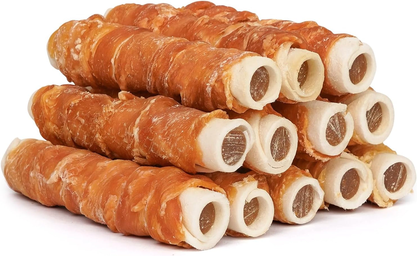 MON2SUN Dog Treats 5 Inch Chicken Wrapped Stuffed Rawhide Rolls with Beef and Chicken Liver, Rawhide Chews for Small and Medium Dogs, 21.2 oz (12 Count)