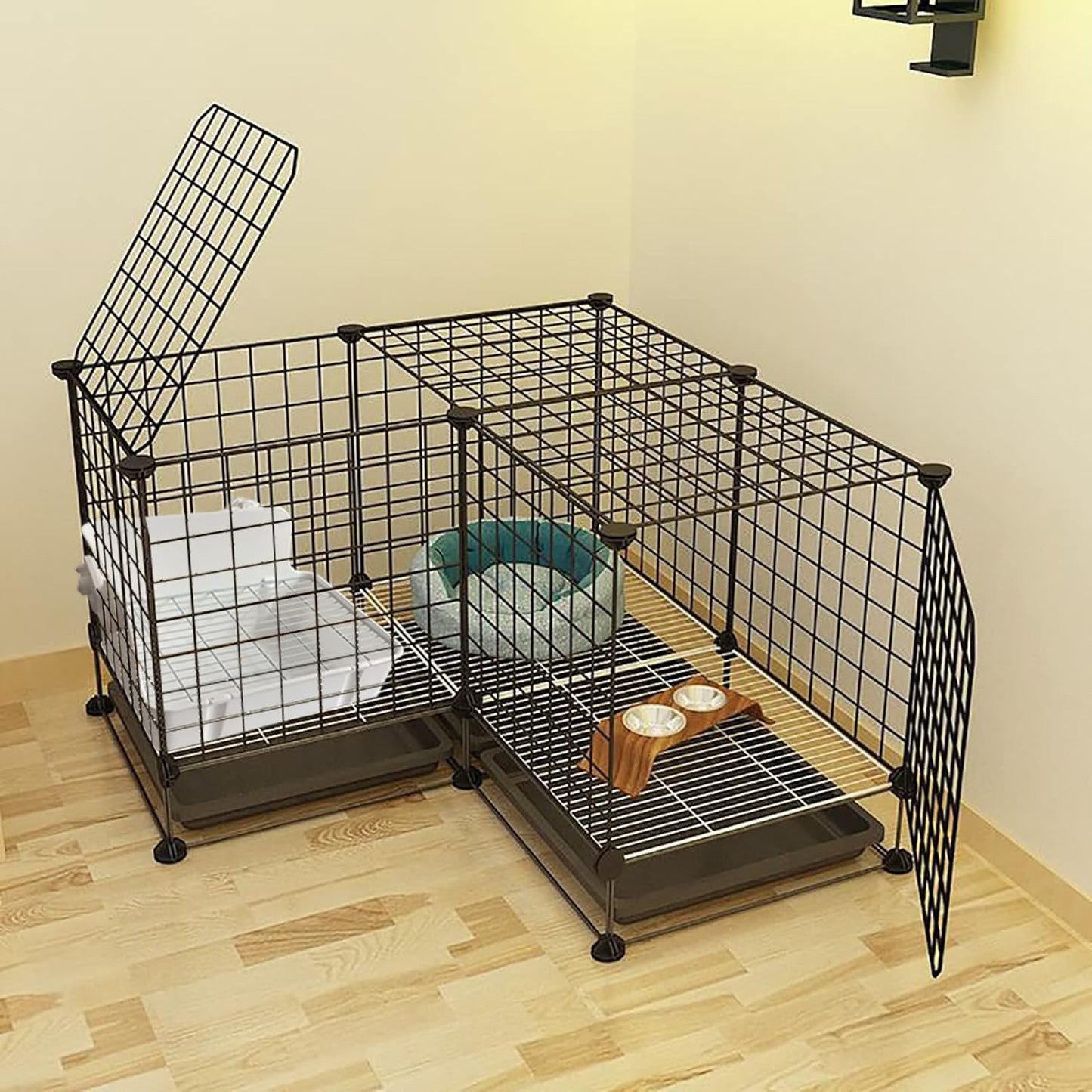 Rabbit Litter Box for Cage Corner Bunny Toilet Small Animal Potty Training with Dustpan Broom Chew Toys for Chinchilla Ferret Hedgehog Gerbil (10 Pcs)