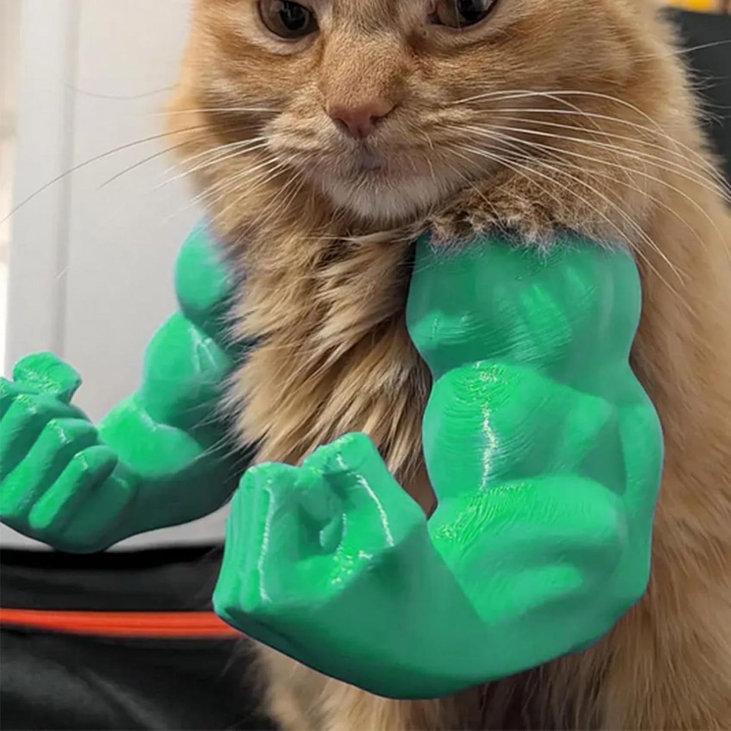 Cat Muscle Arms, Cat Halloween Costumes, 3D Printed Muscle Arms Cats Accessory, Funny Pet Giant Hand Muscles Arm Costume, Kitten's Superhero Cosplay for Kitten Birthday Party Supplies (Green)