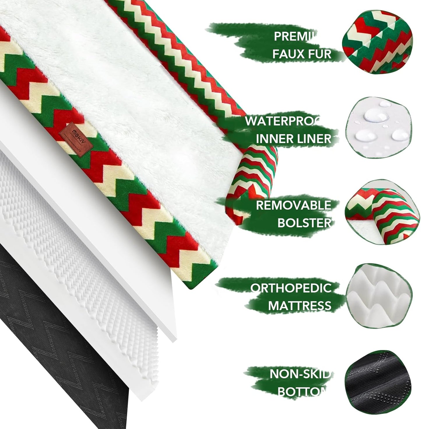 Christmas Dog Bed Large Sized Dogs-Orthopedic Waterproof Dog Beds,Comfort Pets Couch Sofa with Washable Removable Cover,Christmas Holiday Themed Pet Bed for Large Cat Dogs