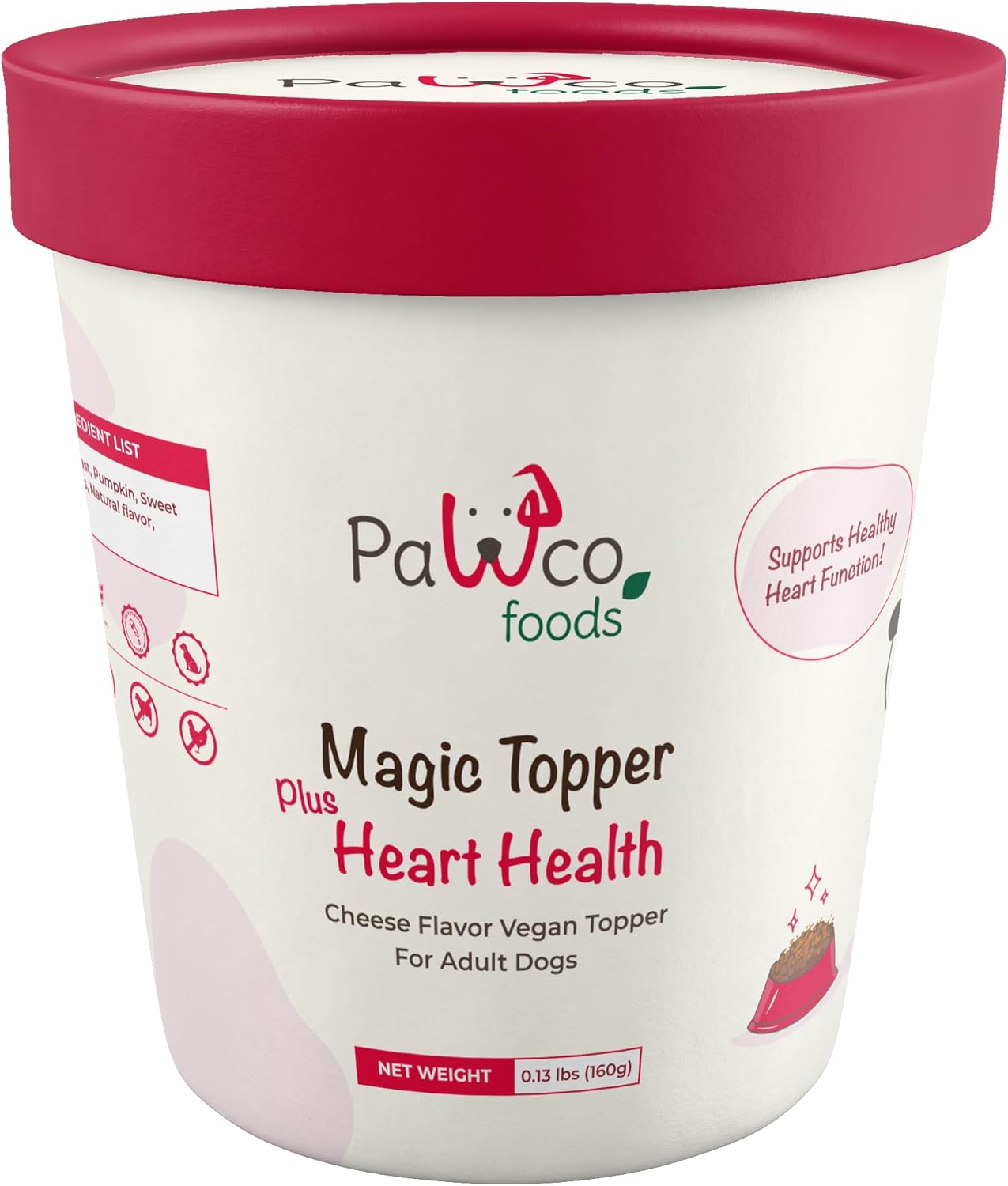 PawCo Magic Topper Heart Health - Dog Food Topper with Taurine, Grain-Free Meal Enhancer for Energy Support, 160g