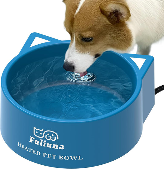 Heated Water Bowl for Outdoor Dog & Cat, Large Heated Dog Bowl Provides Drinkable Water in Winter, Outside Heated Pet Bowl with 78.7in Anti Chew Cord for Dogs Cat Bird Chicken Duck,108 OZ/30W