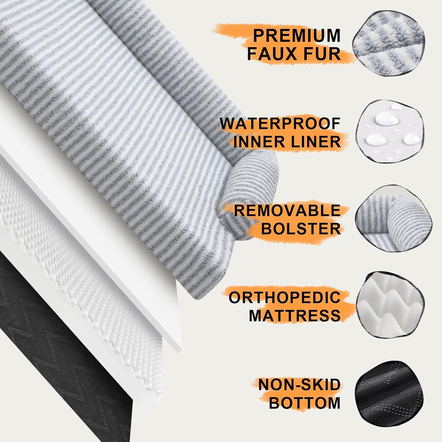 Orthopedic Waterproof Dog Bed for Extra Large Dog Sofa Comfy Pet Bed with Washable Removable Cover & Non-Slip Bottom