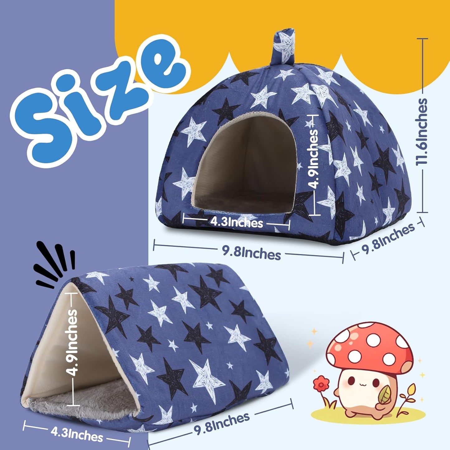 2-Pack Guinea Pig Hideout with Tunnel for Small Animals(Guinea Pig Bedding Warm & Lightweight, Easy to Clean)