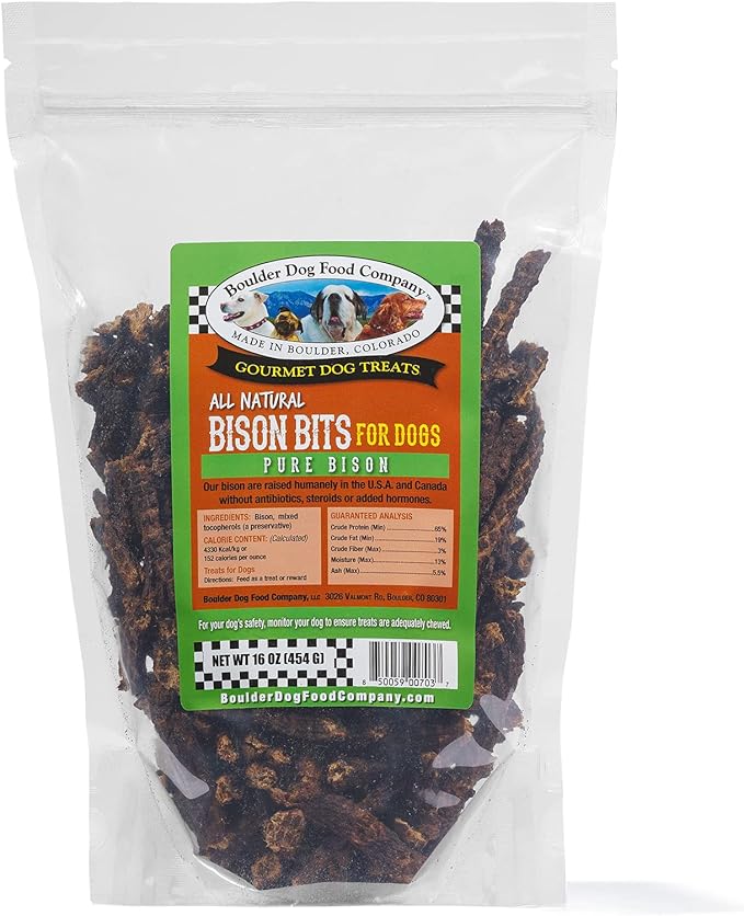 Boulder Dog Food Company All Natural Bits Dog Treats - Dog Treats Made in USA Only (Bison, 16 oz)