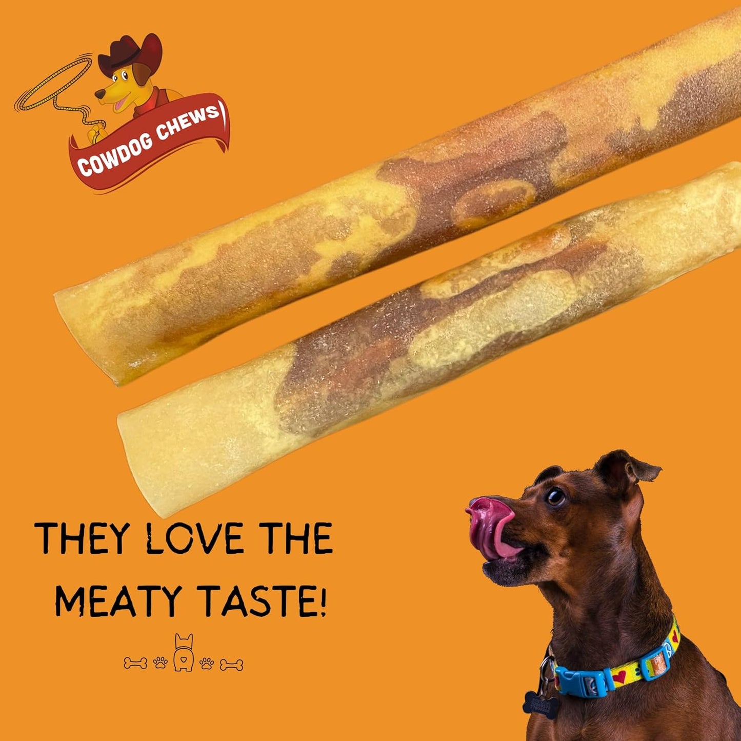 Cowdog Chews Rawhide Gourmet Meaty Rolls 7-8" (20 Count) – Premium Dog Treats with Savory Beef Filling, Long-Lasting Chew for Aggressive Chewers, High-Protein, Natural Ingredients