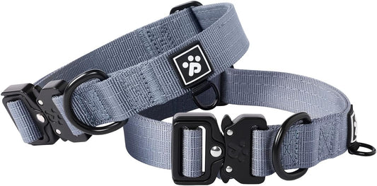 CLEPAWS Reflective Dog Collars for Large Dogs, Heavy Duty Tactical Dog Collar with Metal Buckle, Durable Pet Collar Quick Release, Reinforced Nylon No Pull Dog Collar (Horizon, L)