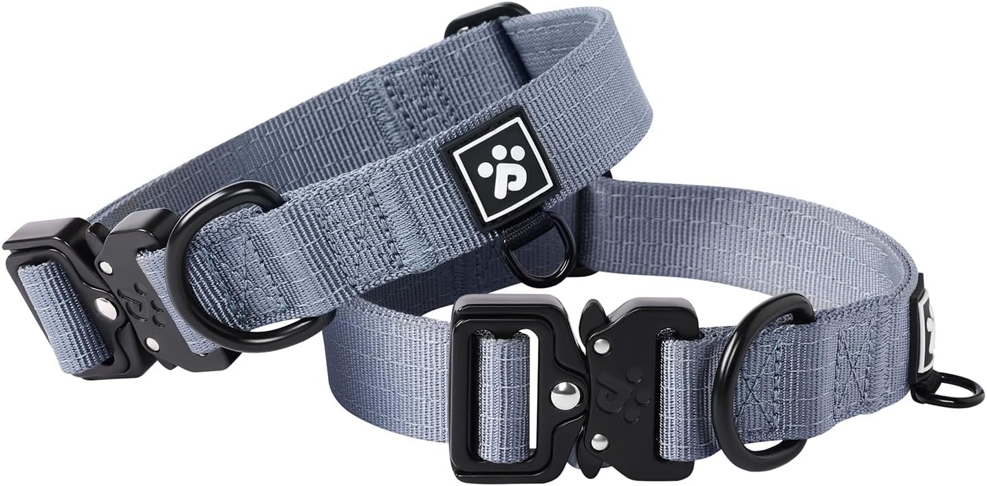 CLEPAWS Reflective Dog Collars for Medium Dogs, Heavy Duty Tactical Dog Collar with Metal Buckle, Durable Pet Collar Quick Release, Reinforced Nylon No Pull Dog Collar (Horizon, M)