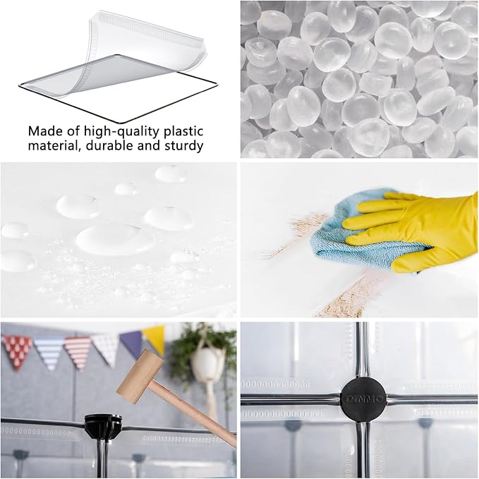 DINMO Guinea Pig Cages with Floor, Puppy Playpen, Small Animal Playpen for Rabbit, Bunny, Ferret, Hedgehog, DIY, Expanded, Portable, Exercise Fence, 61.2 x 24.8 x 24.8inch