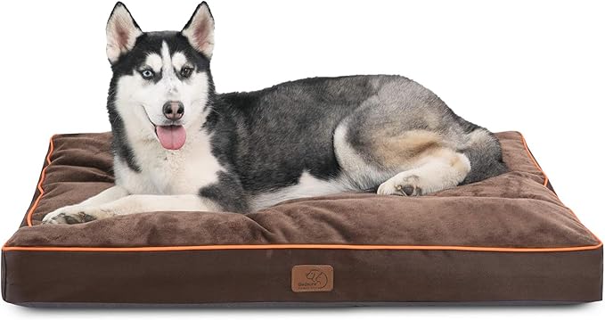 Bedsure Washable Dog Beds Large Sized Dog - 3 Inch Thicken Up to 80lbs Pet Mat Pillows with Removable Washable Cover, Brown