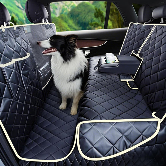 Lassie 4 in 1 Full Coverage Dog Car Floor Hammock,100% Waterproof Dog Car Seat Covers for Back Seat with Mesh Window for Sedans,Backseat Bench Protector for Cars, SUVs and Trucks etc