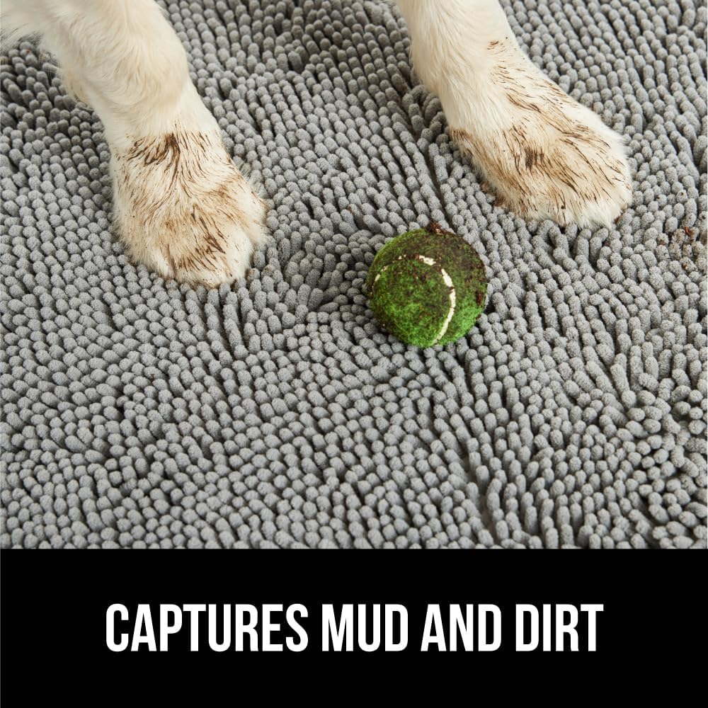 GORILLA GRIP Dog Doormat, Absorbent Doormats for Muddy Dogs Paws, 48x30 Machine Washable Soakstopper Rugs, Cleaner Floors, US Designed Pet Bed Door Mat, Indoor Entrance Pets Rug, Gray