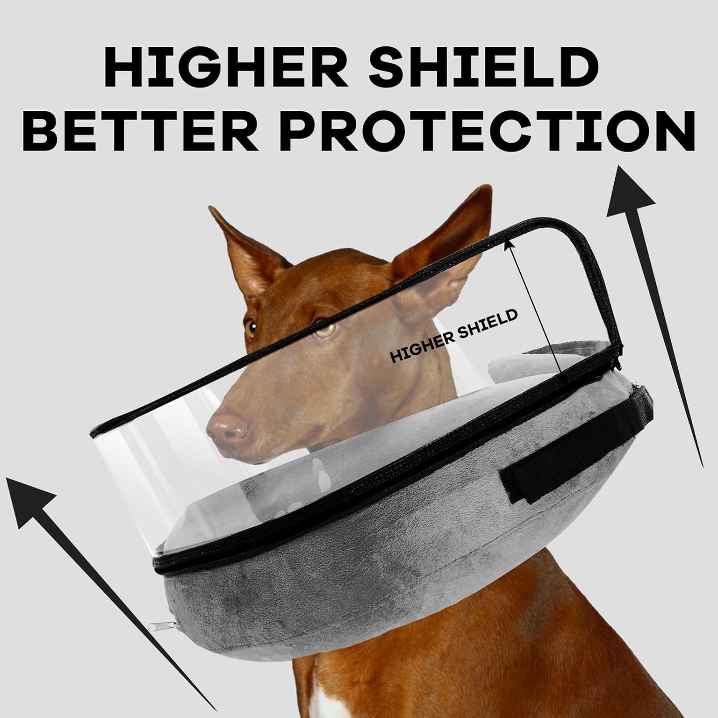 Inflatable Surgery Collar for Dogs-Enhanced Anti-Licking Protective Cone with Adjustable Strap (Grey, XL)