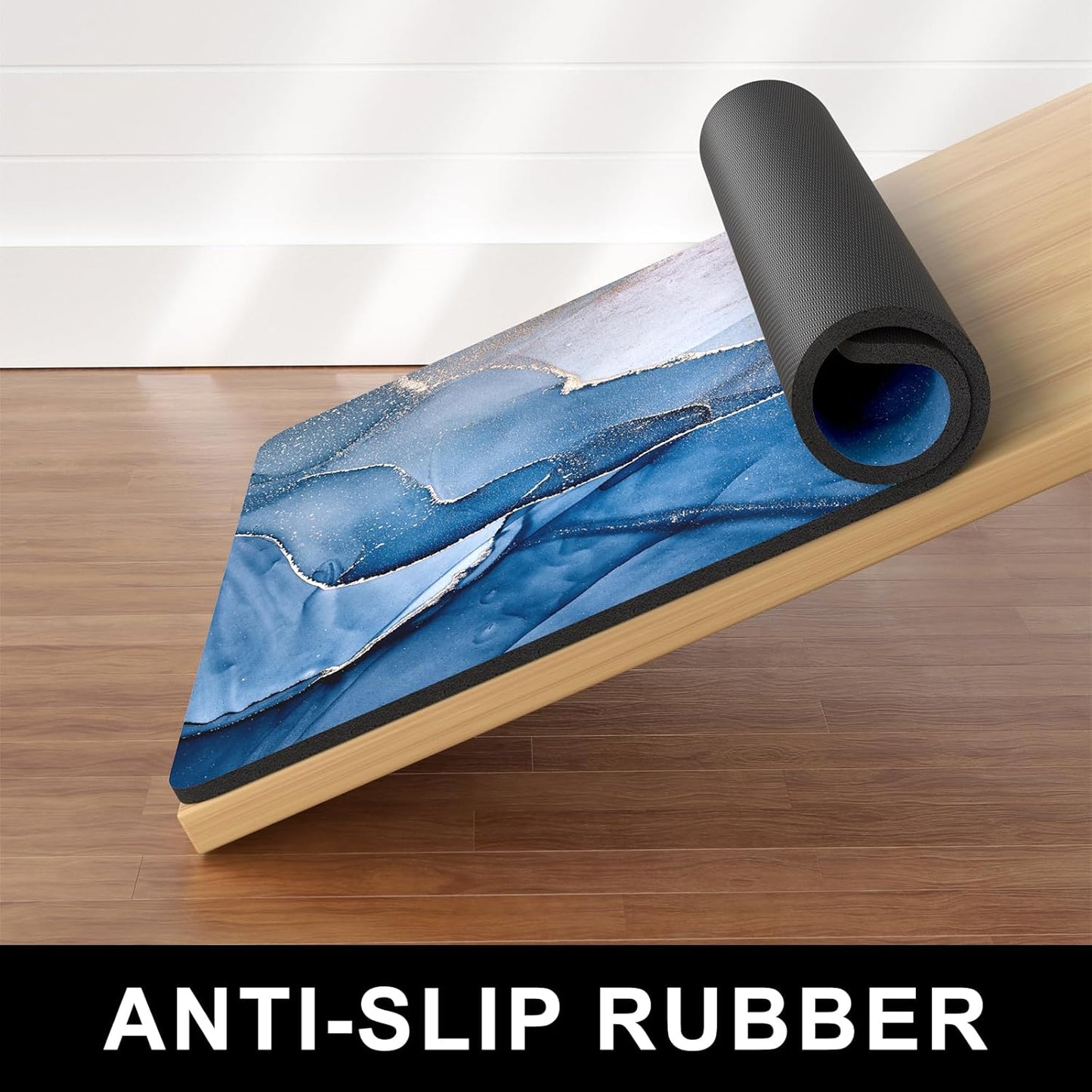 Dog Food Mat, 12" x 19" Marble Absorbent Dog Cat Bowl Mat for Food and Water, Cute Anti-Slip Rubber Pet Feeding Rug Protect Floors, Placemat for Feeding & Watering Supplies, Navy