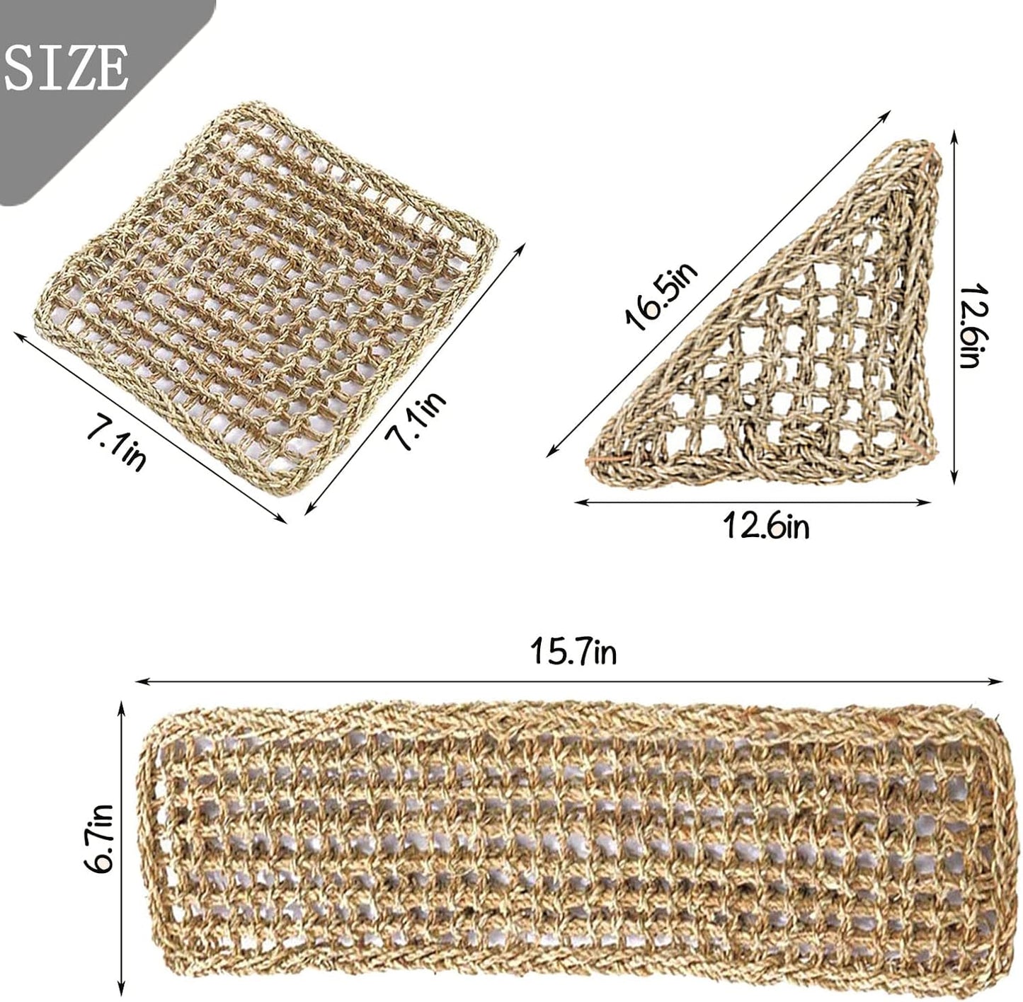 PINVNBY Hammock for Bearded Dragons,Lizard Lounger Reptile Natural Seagrass Habitat Decoration Reptiles Tank Accessories Jungle Climber Vines Flexible Leaves Climbing Decor for Gecko Chameleon(5 PCS)