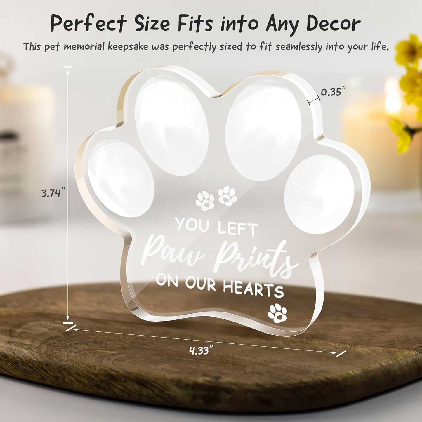 Dog Passing Away Gifts, Loss of Dog Sympathy Gift, Pet Dog Memorial Gifts for Loss of Dog, Dog Cat Remembrance Gift for Friends Pet Owner, Clear Acrylic Dog Memorial Engraved Ornament Keepsake