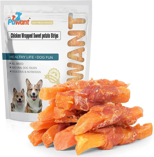 Dog Treats Chicken Wrapped Sweet Potato Dog Treats, Puppy Training Snacks, Rawhide Free Treats 1lb/454g