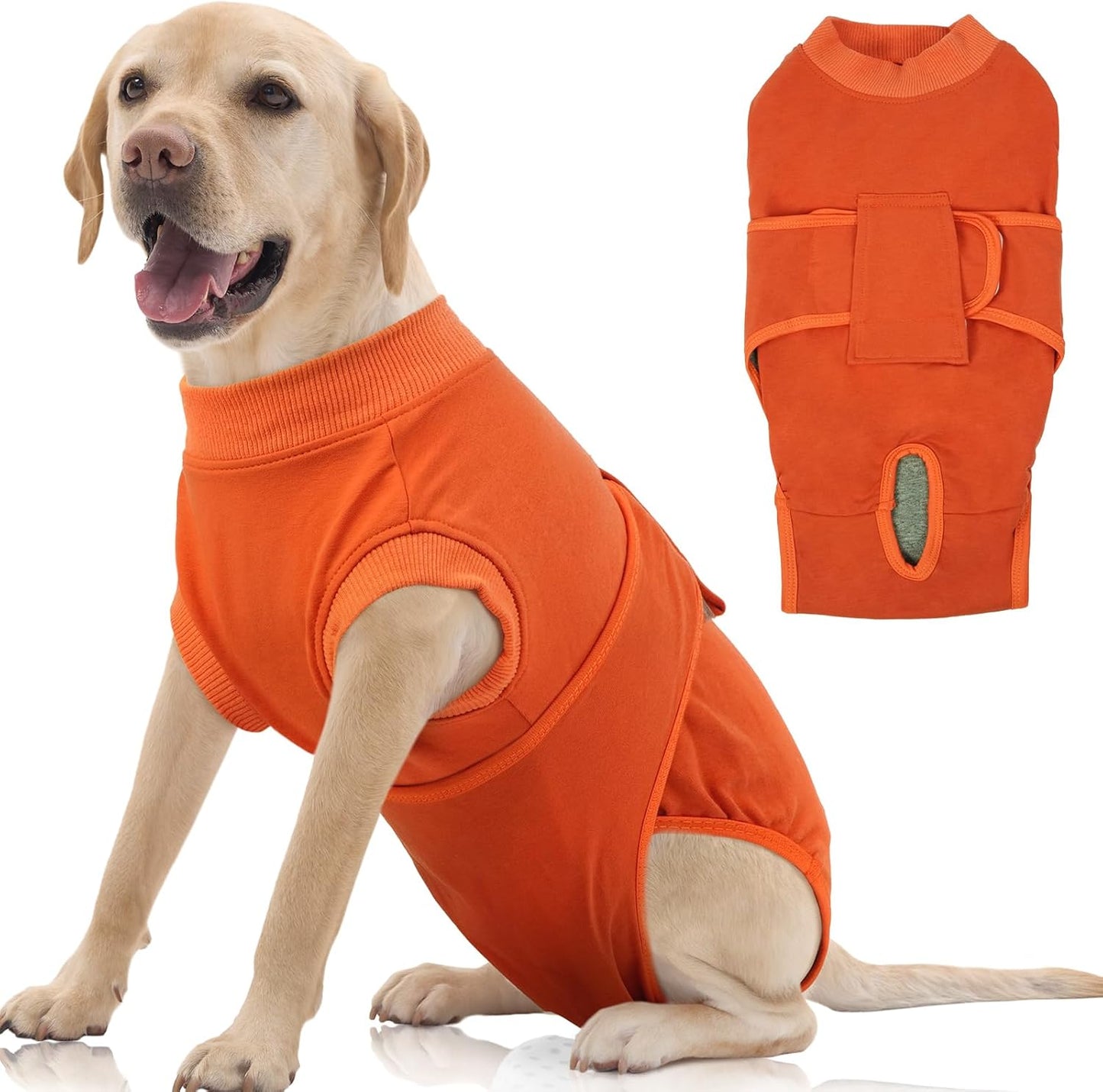 FUAMEY Dog Recovery Suit Male,Dogs Surgery Neuter Suits Puppy Spay Shirts for Female Protect Dog's Skin Anti Licking Abdominal Wounds Doggie Onesie Pet Bodysuit Alternative to Cone Orange XL