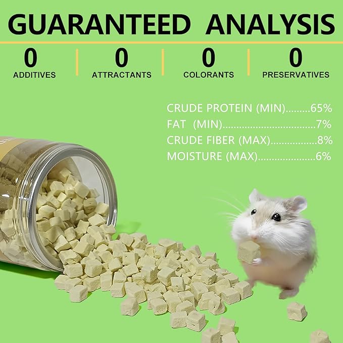 Freeze-Dried Tofu Hamster Treats, Grain-Free & Healthy Chews, High Protein Natural Snacks for Small Pets, Rabbits, Gerbils, Mice Degus, Chinchilla, 4.5 oz Pack