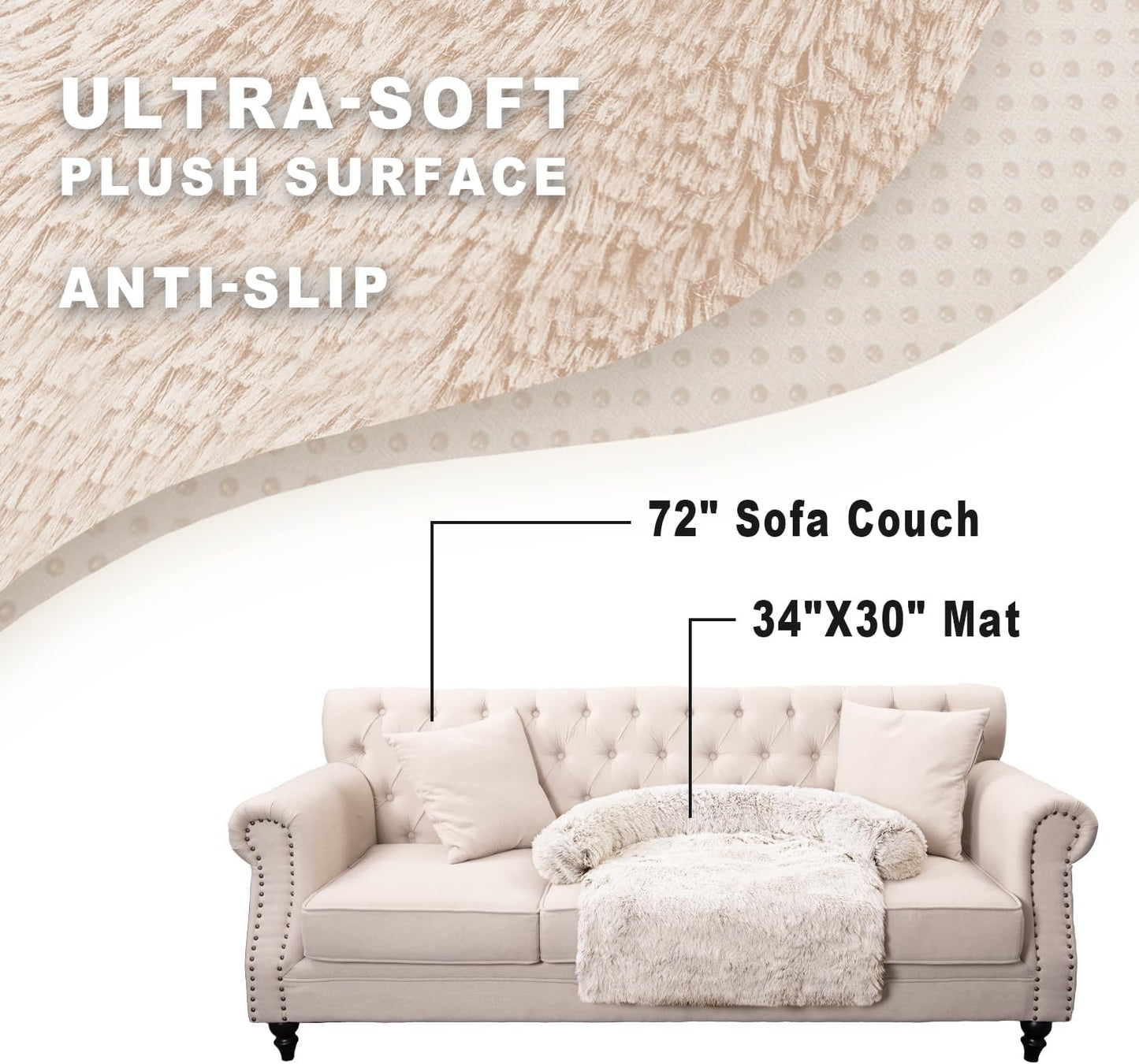 Calming Dogs/Cats Bed Mats, Dog Pad Washable Removable Couch Cover, Plush Long Fur Mat for Pets, Waterproof Lining, Perfect for Small, Medium and Large Dogs and Cats (Gradient Brown, 34"x30")