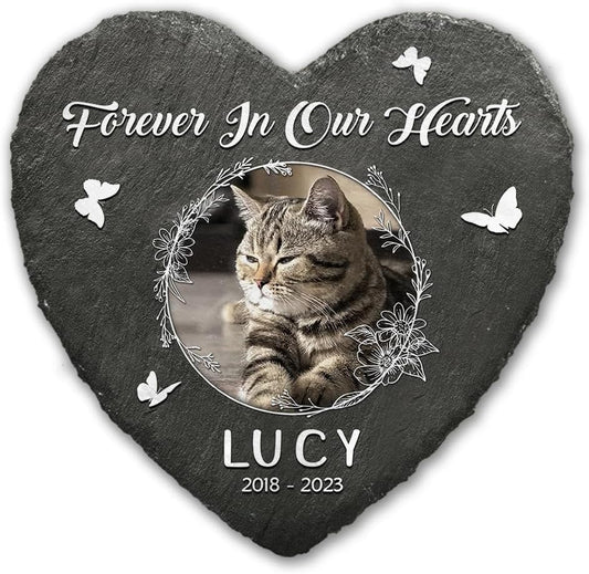 Personalized Heart Shaped Pet Memorial Stone for Cats and Dogs - Perfect Bereavement Gifts for Pet Lovers, Dog & Cat Lover - Unique Slate Stone Marker Gift for Comfort and Healing