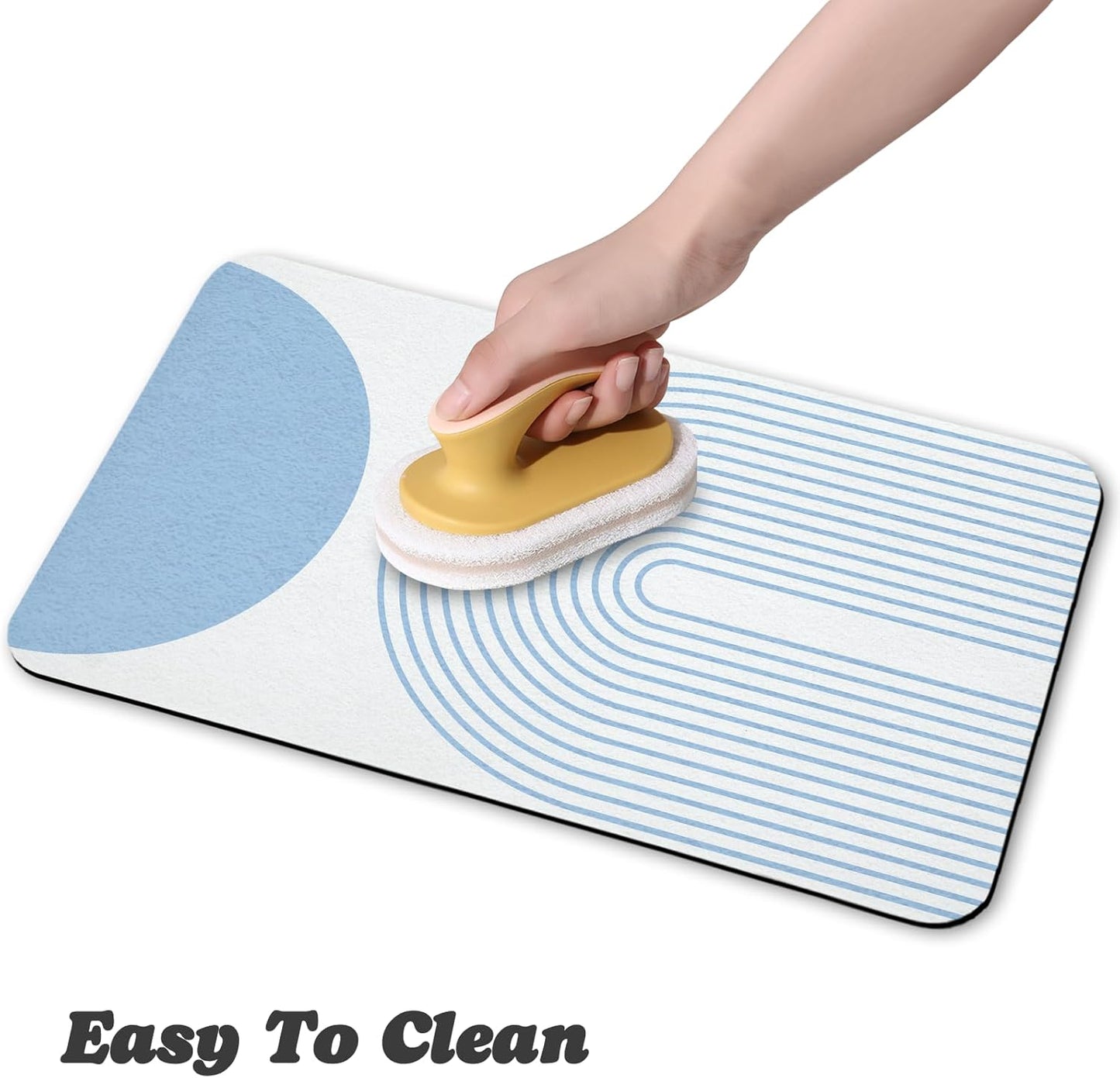 Dog Food Mats for Floors Waterproof, Cat Water Bowl Mats Pet Feeding Absorbent Mat Placemats for Food and Water Blue Bohemia 17 * 30 inch