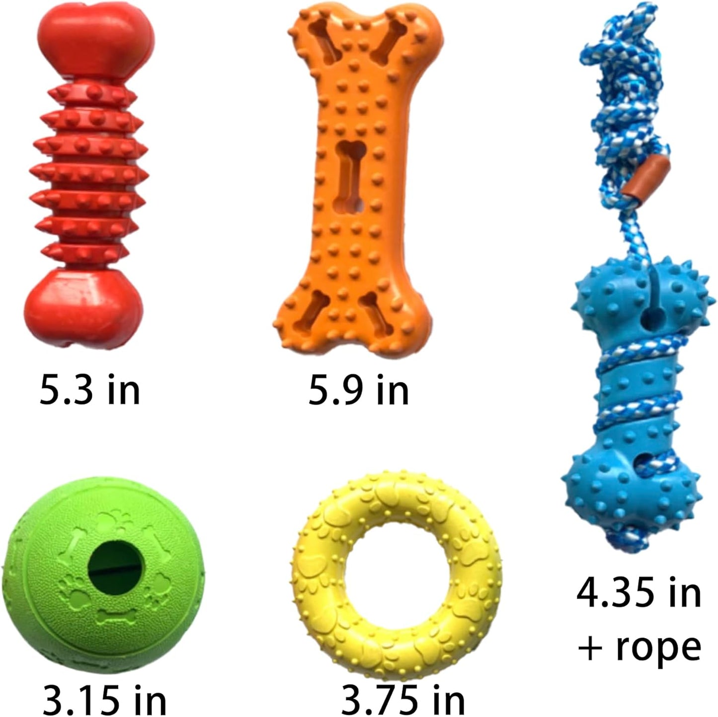 Jalousie Plush & Rope Dog Toys - Squeaky, Premium Rubber (5 Pack for Small/Medium Dogs & Puppies)