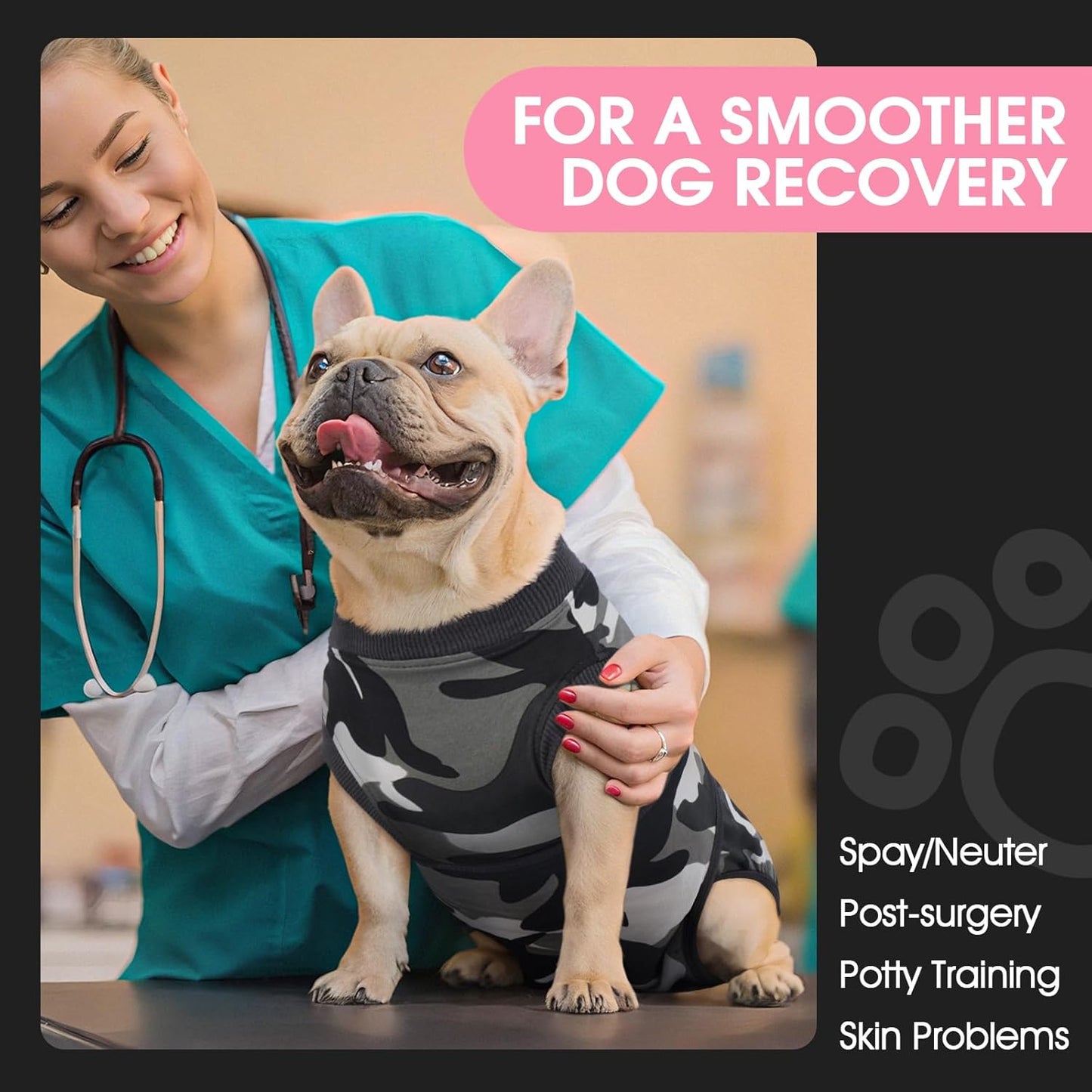 FUAMEY Dog Recovery Suit Male,Dogs Surgery Neuter Suits Puppy Spay Shirts for Female Protect Dog's Skin Anti Licking Abdominal Wounds Doggie Onesie Pet Bodysuit Alternative to Cone Grey Camouflage XS