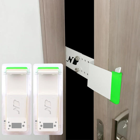 Cat Door Latch, Door Prop for Cats Keep Dogs Out of Cat Feeding Station & Litter Box, Cat Door Stopper with Silicone Anti-Collision Pad, Pet Door Interior Door Alternative, Steel White 2 Packs