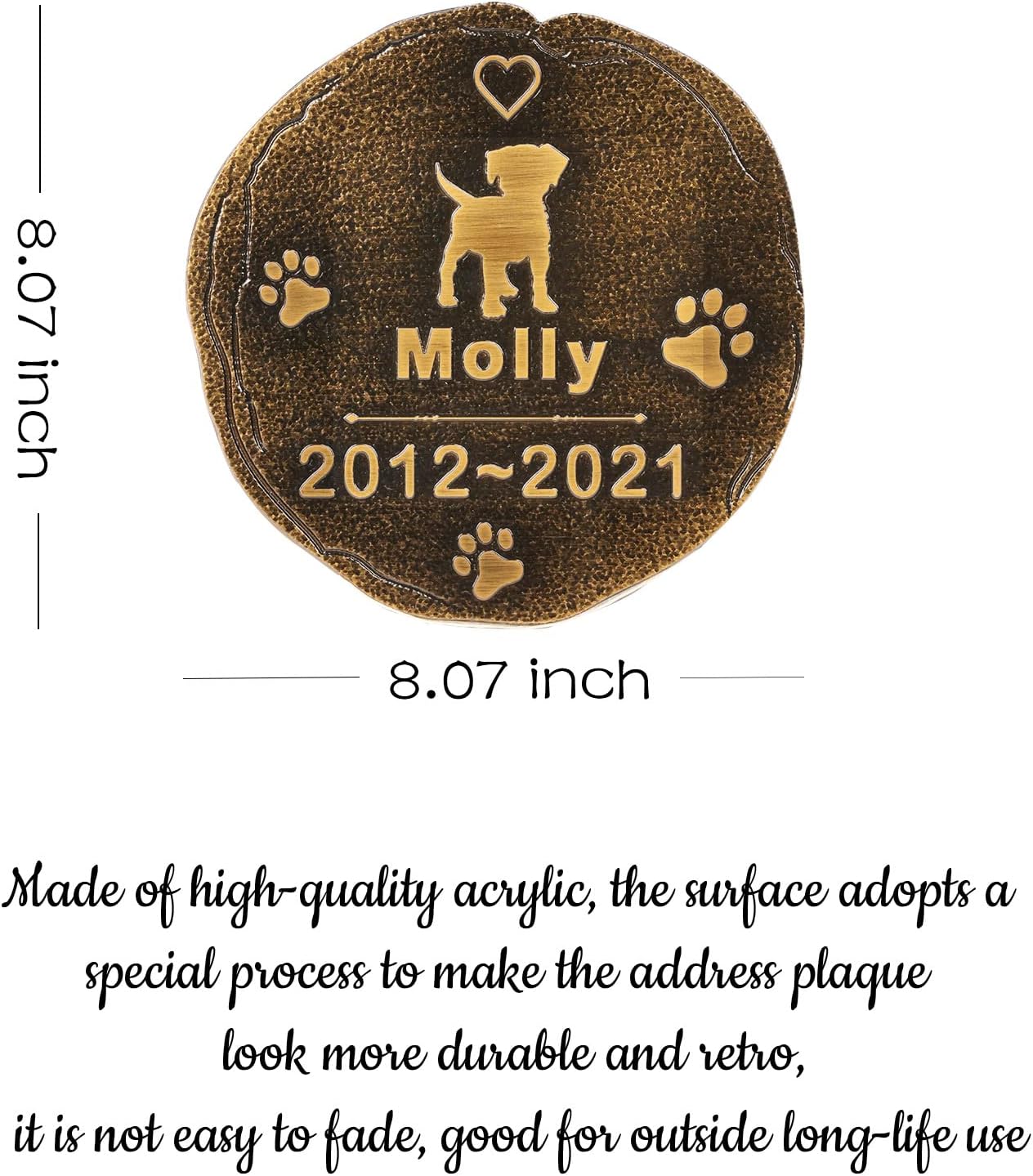 Pet Memorial Stone Cat Dog Pet Memorial Personalized Pet Grave Markers Customized Pet Grave Markers with Pet Name are a Sympathy Gift for The Loss of a Pet (Acrylic)